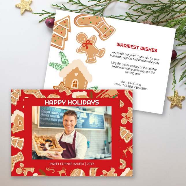 Photo Boulangerie Merci de pain d'épices Carte de  (Photo Bakery Gingerbread Thank You Holiday Card)
