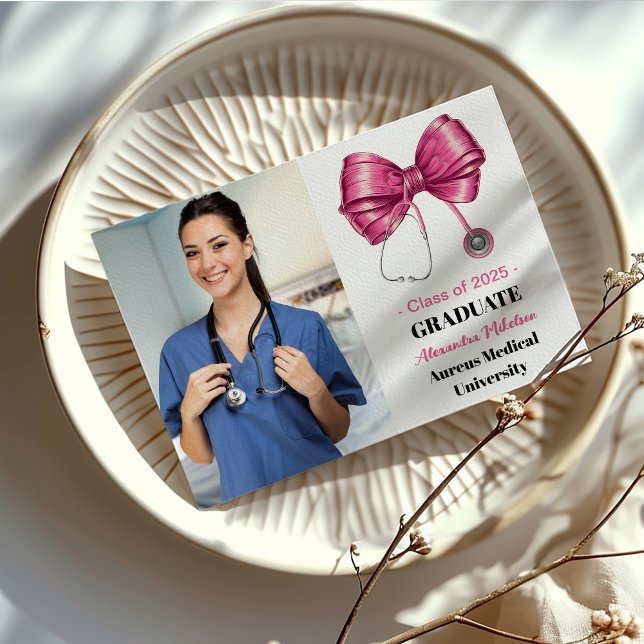 Photo Bow Stethoscope Nursing School Graduate  Announcement (Creator Uploaded)