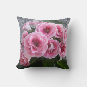 Photo. Bright bouquet of pink flowers. Throw Pillow