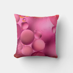 photo, bright oily drops in water with colourful b throw pillow
