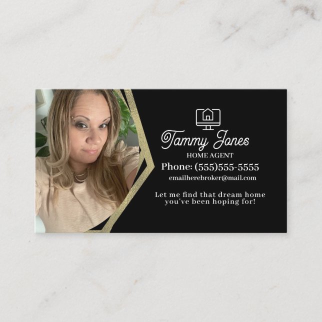 Photo Broker Home Agent Gold Business Cards (Front)