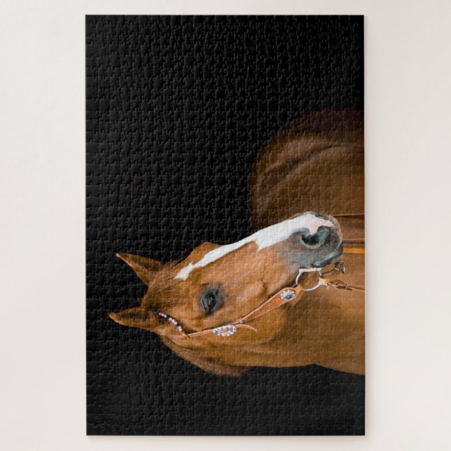 Photo Brown White Quarter Horse Black Jigsaw Puzzle (Vertical)