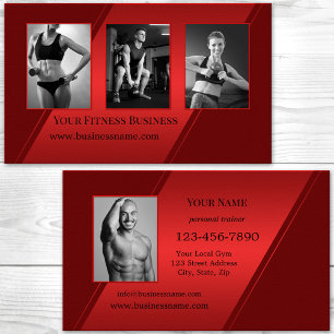Photo Burgundy Red Personal Trainer Fitness Business Card