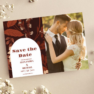 Photo Burgundy Wildflowers Wedding Save The Date