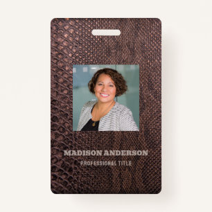 Photo Business Brown Snakeskin  ID Badge