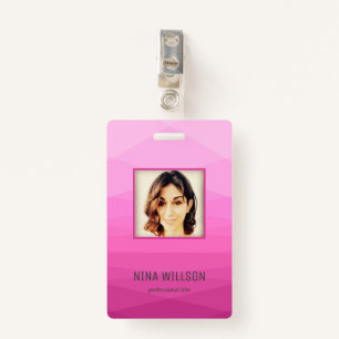 Photo Business ID On Pink Polygonal Badge