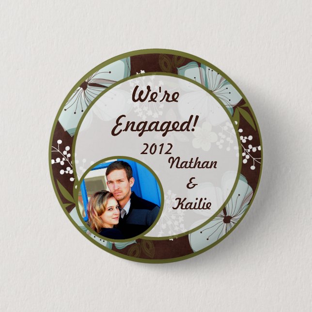 Photo Button Hawaiian Blue Flower (Front)