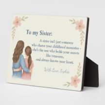 Cadeau pour ma sœur – Plaque personnalisée avec ph