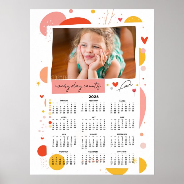 Photo Calendar 2026 Every Day Counts Poster 18x24 (Front)