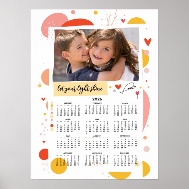 Photo Calendar 2026 Let Your Light Shine Poster (Devant)