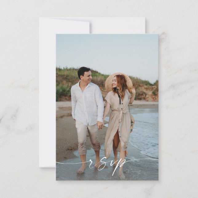 Photo & Calligraphy 3 Mod Vertical no Meal RSVP Card (Front)