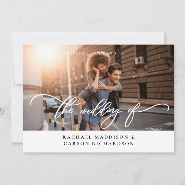 Photo & Calligraphy 3BF Mod Horizontal Wedding Inv Invitation (Front)