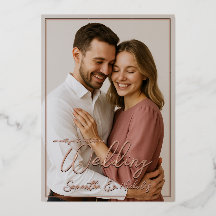 Photo & Calligraphy Minimalist Real Gold Wedding