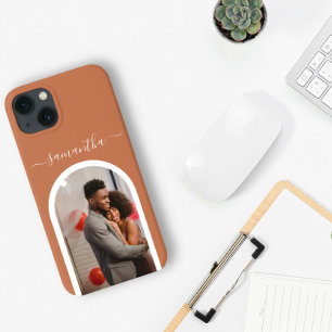 Photo Calligraphy Monogram Name Arch Shape iPhone 13 Case