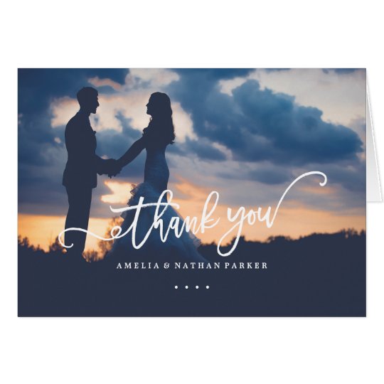 Photo Calligraphy Script Wedding Thank You Card