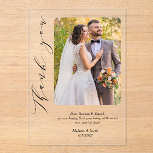  Photo Calligraphy Wedding Thank you  Acrylic Invitations