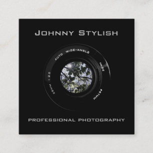 Photo camera lens artistic cover square business card