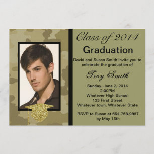 Photo Camouflage Graduation Invitation
