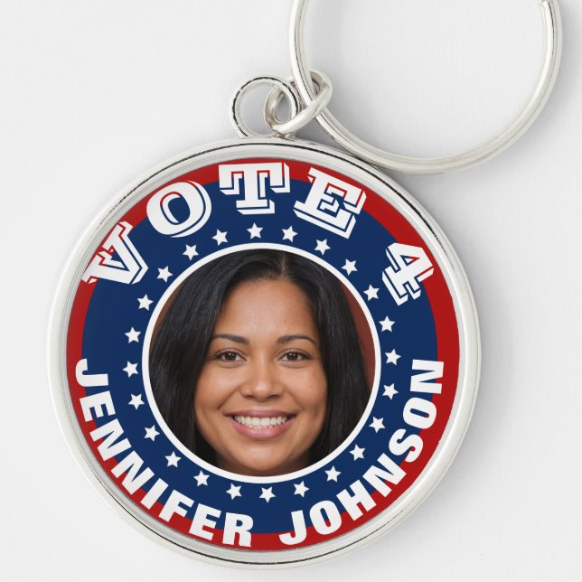 Photo Campaign Template Custom Button Keychain (Front)