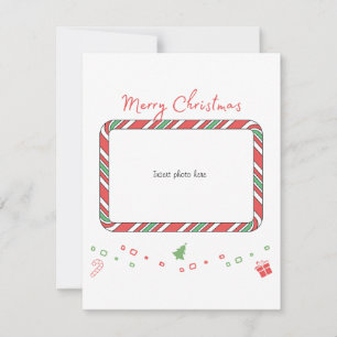 Photo card in cute candy cane Christmas Card