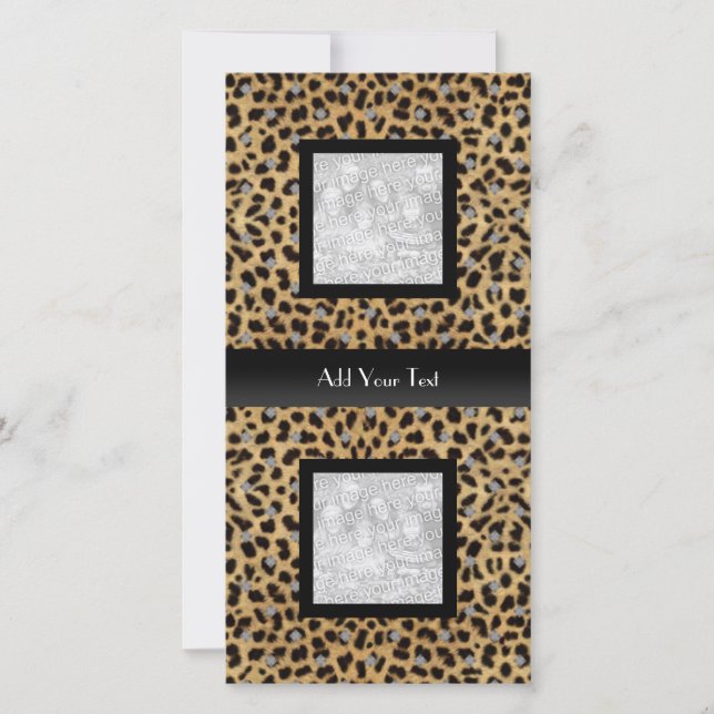 Photo Card Leopard Animal Look Elegant Black (Front)