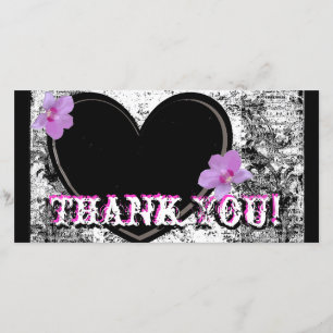 Photo Card Thank You, Black, white, Pink