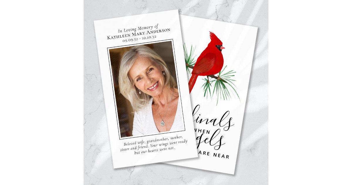 Photo Cardinal Memorial Card | Zazzle