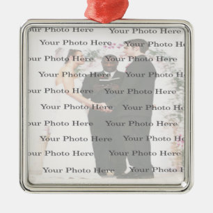 Photo Carré personnalisé Argent Mariage Ornement