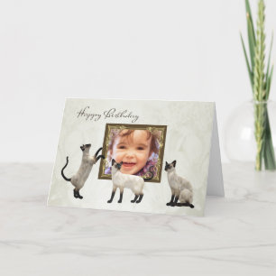 Photo Carte Anniversaire avec chats siamois