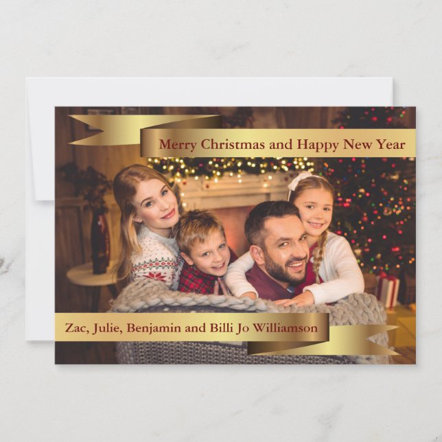 Photo Carte Complète Avec Bannières Double Or Phot (Devant)