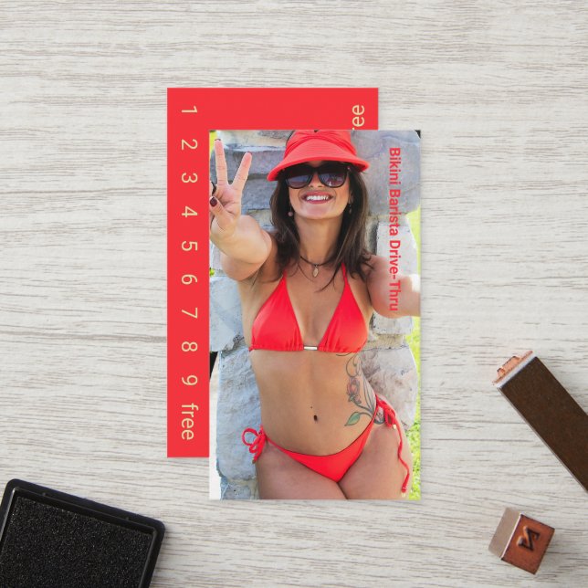 Photo Carte de fidélité Red Bikini Coffee Drive-Th (Devant/Arrière en situation)