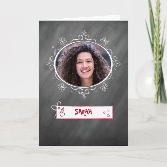 Photo Carte de Noël, Chalkboard Look, Personnalise (Devant)