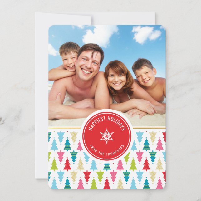 PHOTO CARTE DE VACANCES lumineux motif d'arbre de  (Devant)