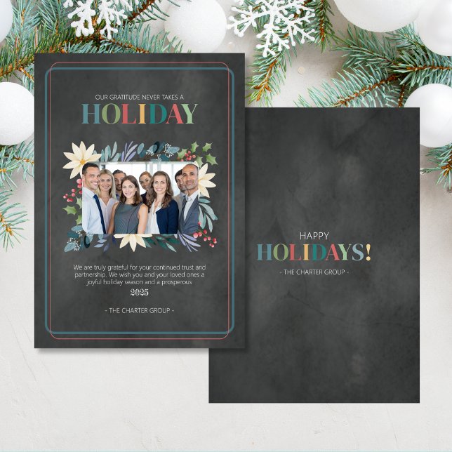 Photo carte de vacances professionnelles (Send your clients warm wishes this holiday season with this pretty Christmas card for businesses)