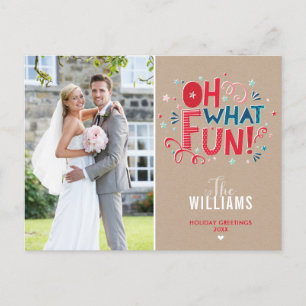PHOTO CARTE DE VACANCES typographie festive oh que