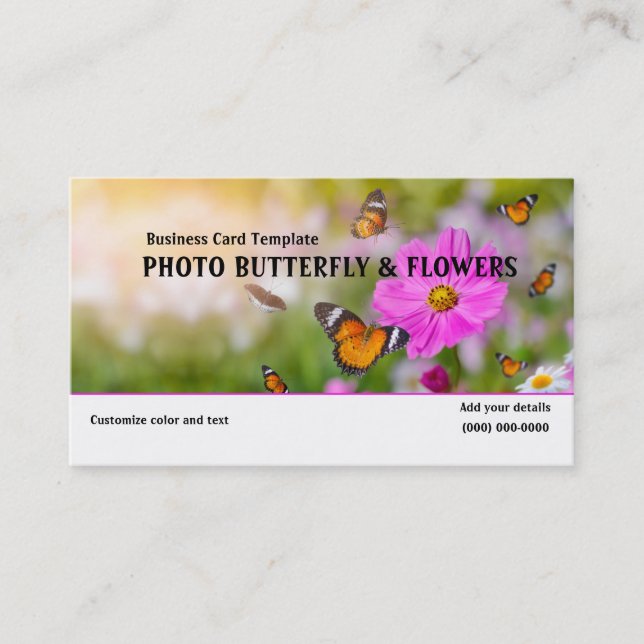 Photo Carte de visite de fleurs de jardin papillon (Devant)