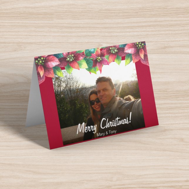 Photo Carte pliée Poinsettia de Noël (Créateur téléchargé)