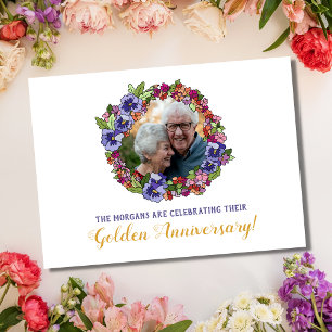 Photo Carte Wreath Douche Anniversaire d'or