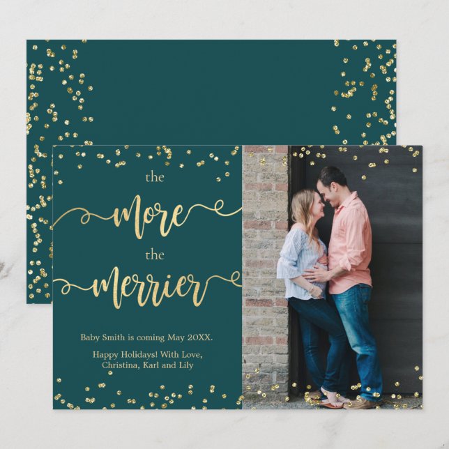 Photo Cartes de Faire-part de grossesse de Noël Tu (Devant / Derrière)