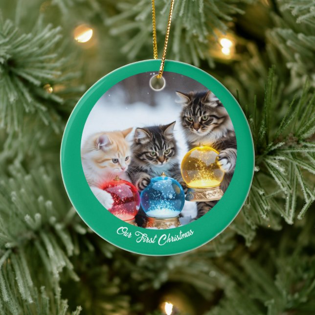  Photo Cat Customize  Ceramic Ornament (Tree)
