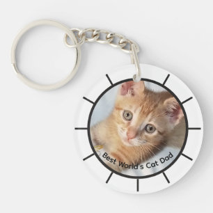 Photo. Cat, Dad, replaceable, Text, Name ,Funny Keychain