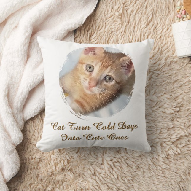 Photo Cat  Text, Replaceable, Funny Throw Pillow (Blanket)