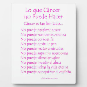 Photo Ce que le Cancer ne Peut Faire Plaque de Poème