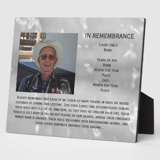 Photo Célébration de la vie Mémorial de Janz Plaque 8x10