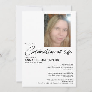 Photo Celebration of life Funeral Memorial Invitation