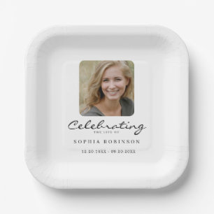 Photo Celebration of Life Memorial Funeral Paper Plate