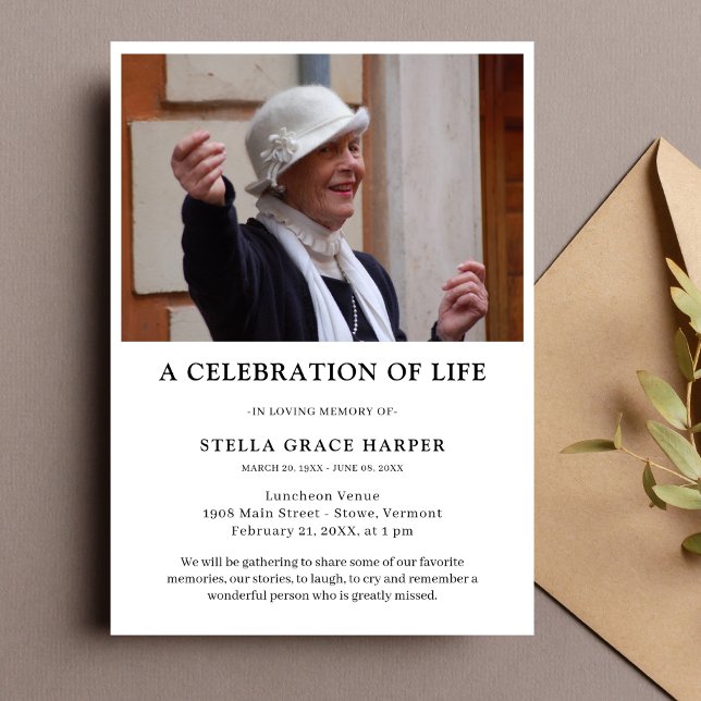Photo Celebration of Life Memorial Invitation (Photo Celebration of Life Invitation)
