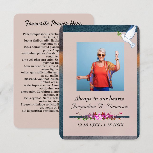 Photo Celebration of Life Service Prayer Card (Front/Back)