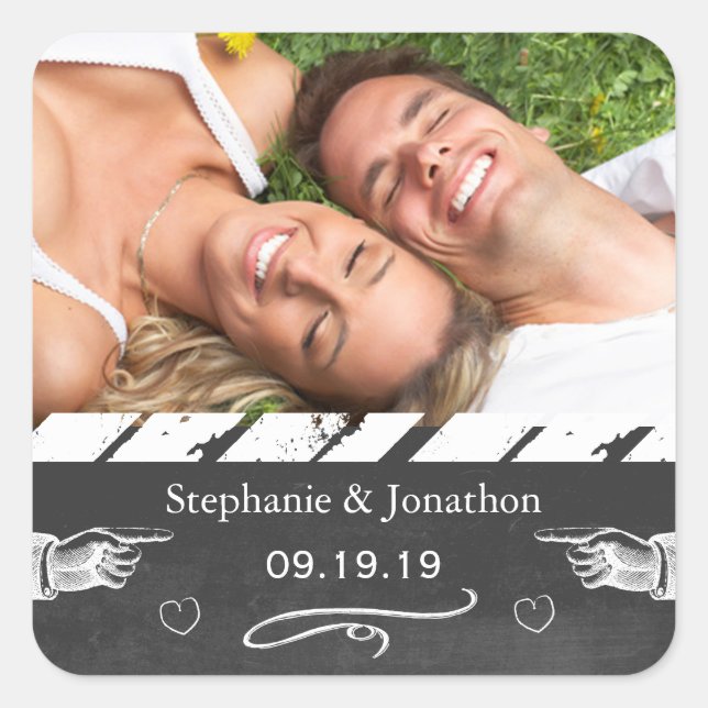 Photo Chalkboard Wedding Save the Date Seal (Front)