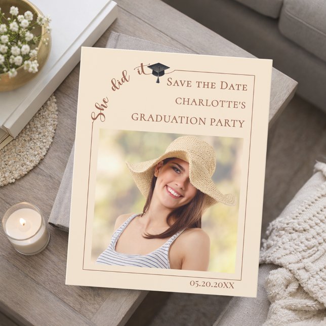 Photo Champagne Graduation Save the Date card (Creator Uploaded)